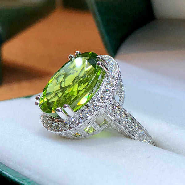 Peridot and Diamond Ring